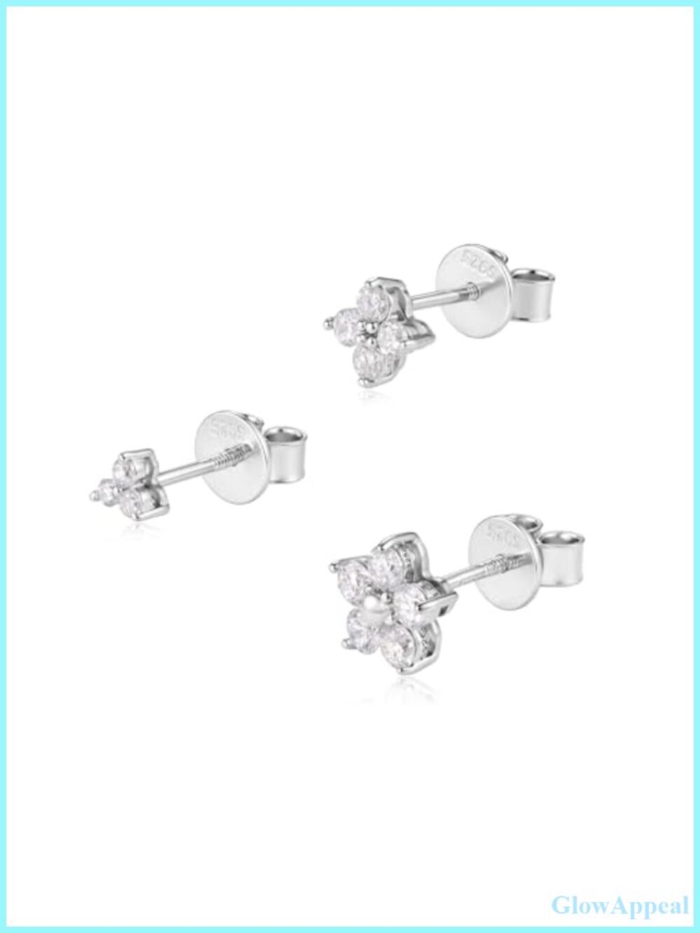 Lab Grown Diamond Stud Earrings 3 Pieces Hypoallergenic Sterling Silver